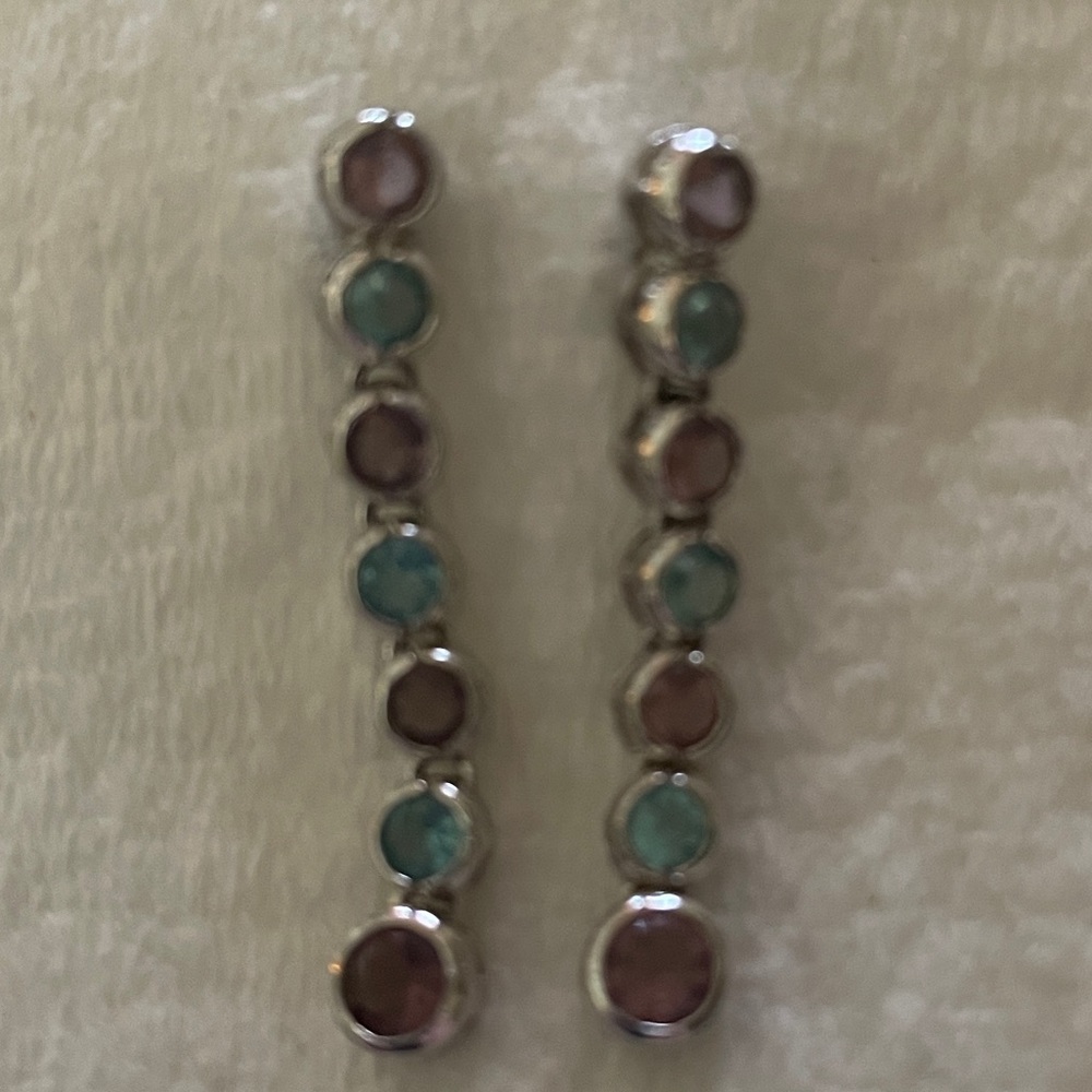 Blue topaz & Amethyst dangle earrings
